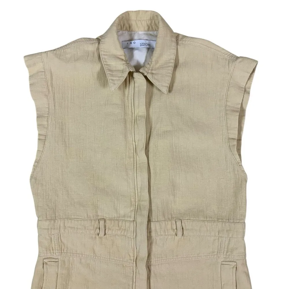 IRO Paris Utility Romper Sleeveless Yellow Linen Blend Size‎ 38 - Image 2