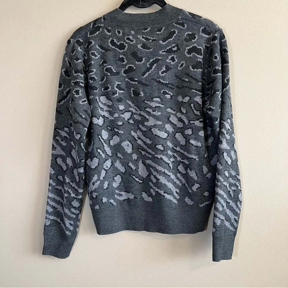 ✨ Heartloom Natalia Wool Blend Leopard Print Pullover Sweater in Charcoal Gray S - Image 11