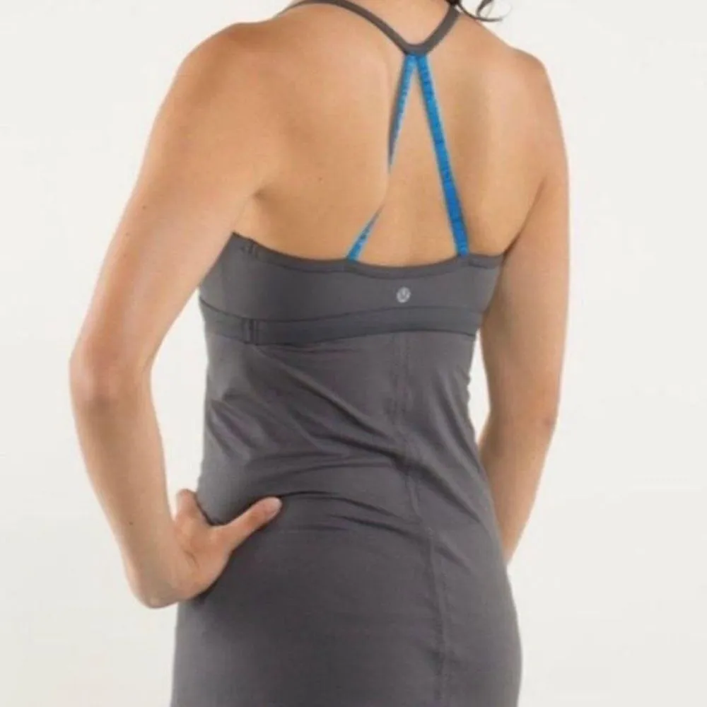 Lululemon Athletic Bend and Flow Stripe Yoga Workout Top Gray White - Image 6