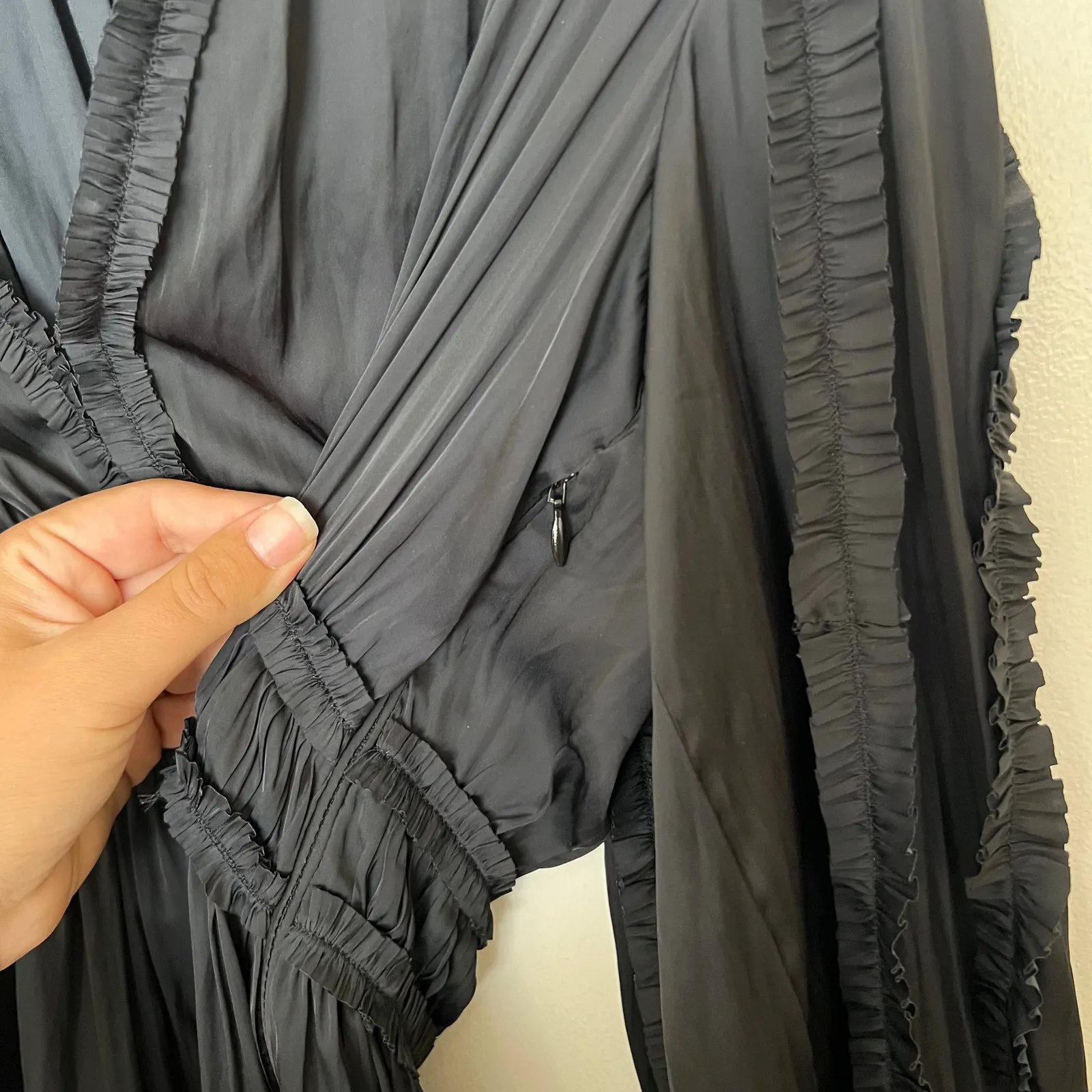 Ulla Johnson, Black Amara Tiered Ruffle Dress, Long Balloon Sleeves, Mini Length - Image 12