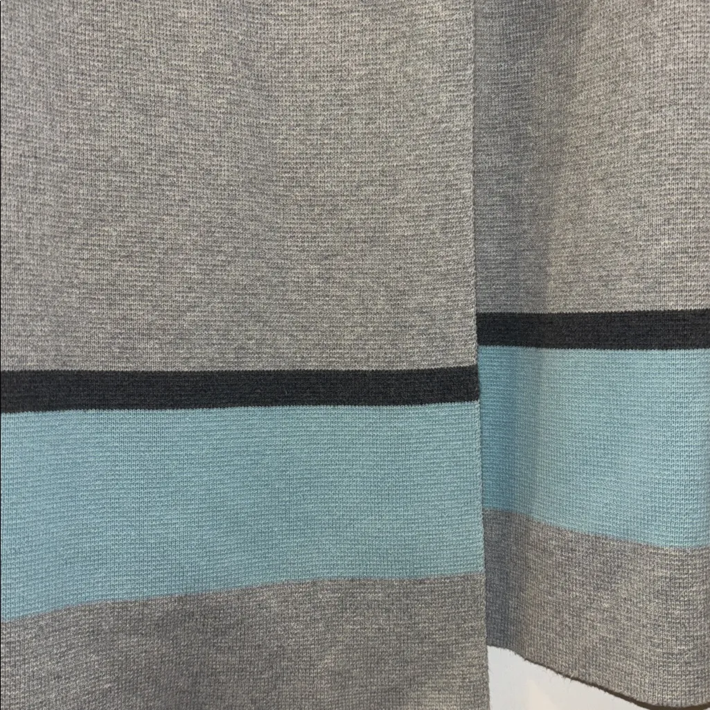 Charter Club Soft Blue and Light/ Dark Gray Knit Cardigan Open Front No Buttons - Image 4