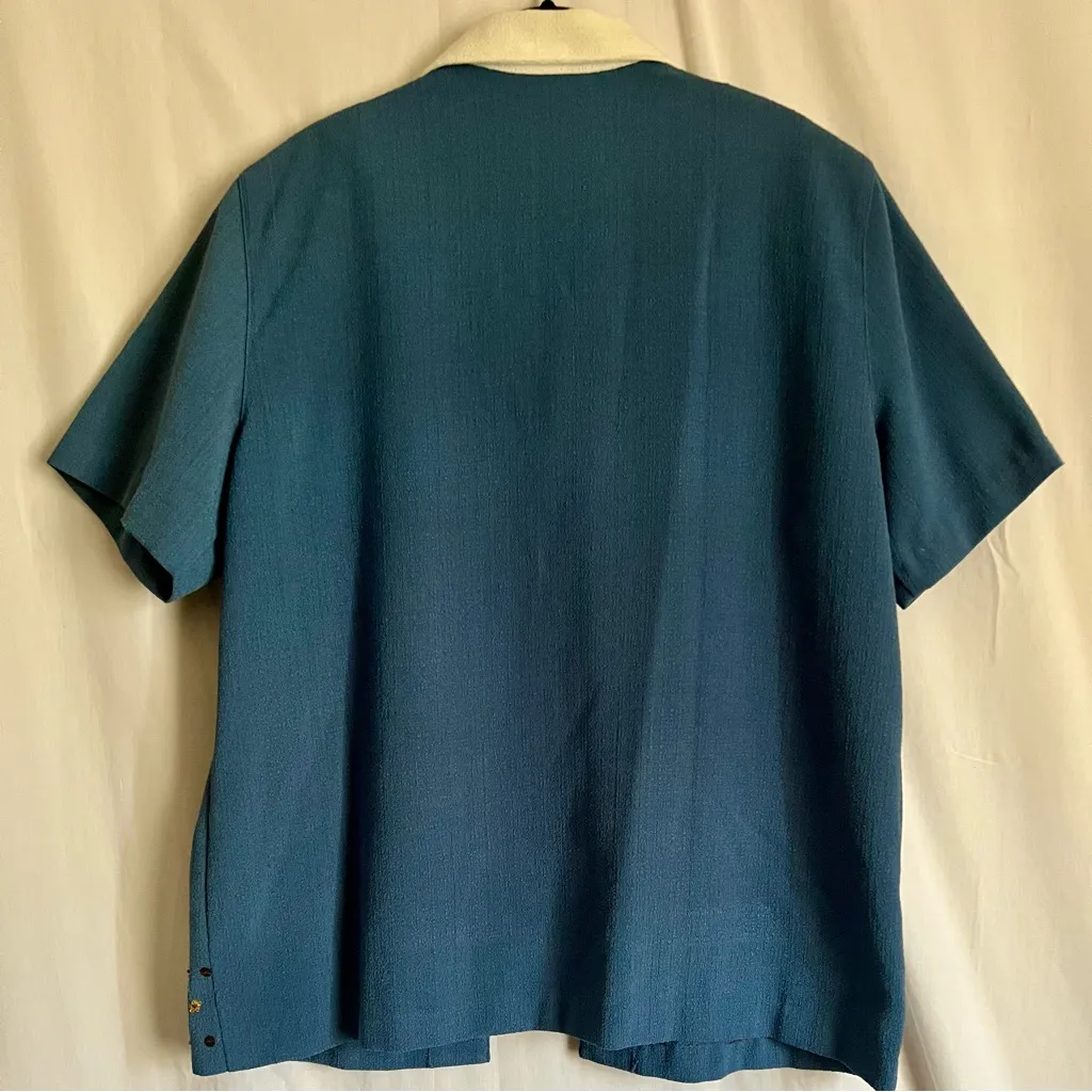 Alfred Dunner Navy Blue Textured 2 Piece Pantsuit Size 14 - Image 4