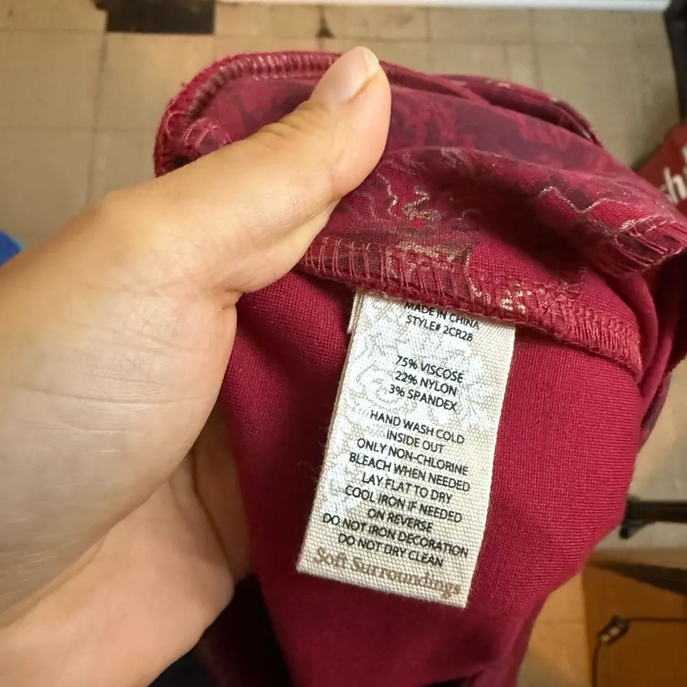 Soft Surroundings Red Metallic Tapestry Ponte Ankle Pants - Image 4