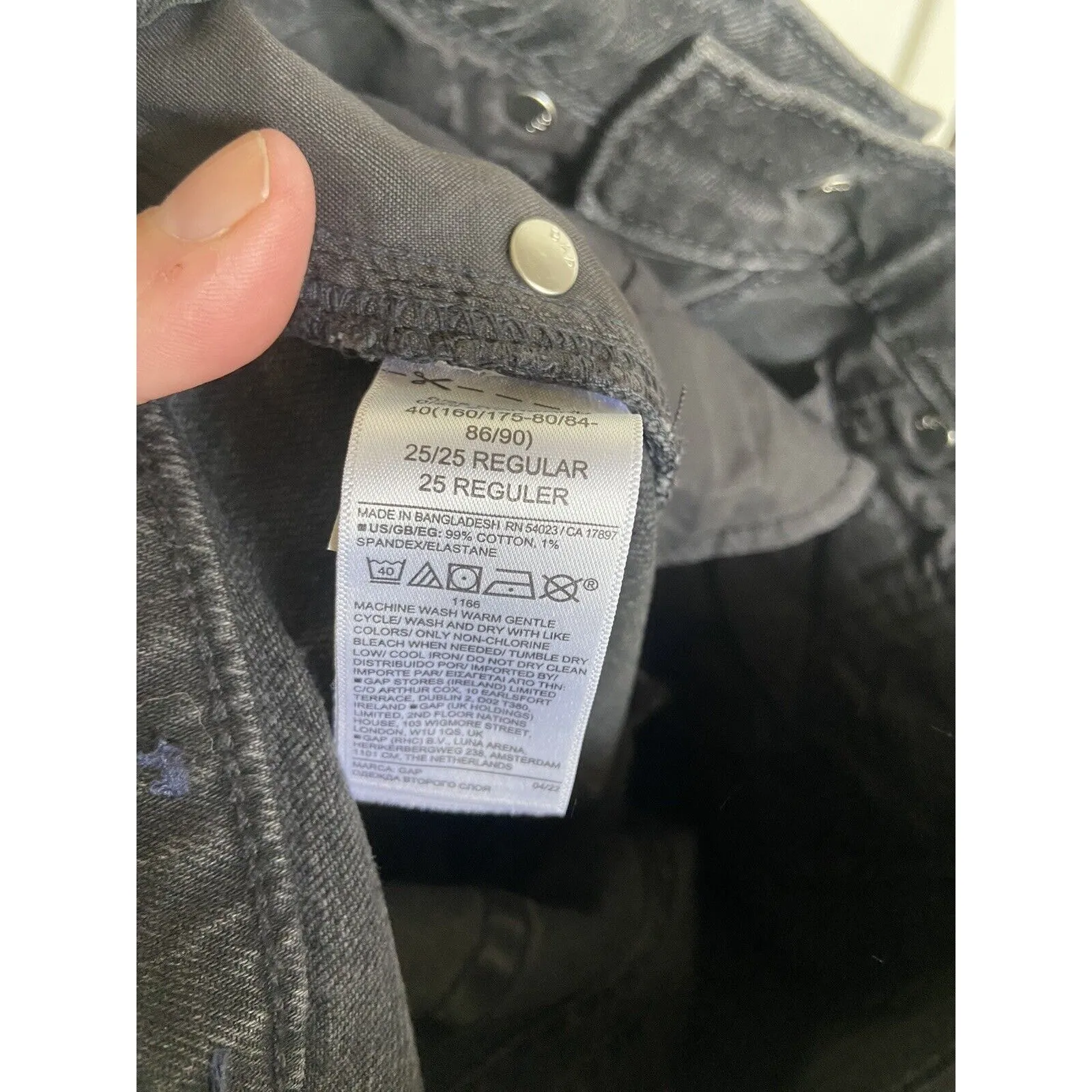 Gap Womens‎ Jeans Sz 0 25R High Rise Straight Black Denim - Image 5