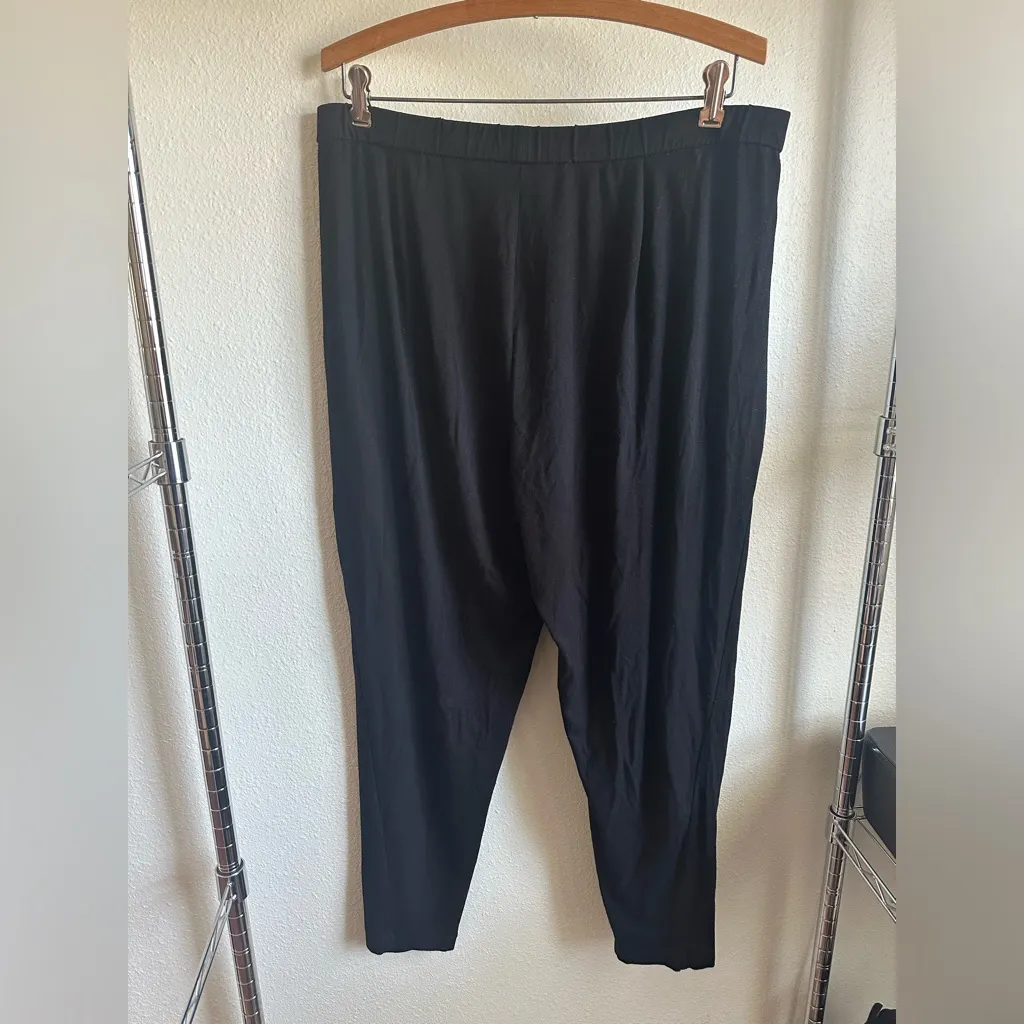 EILEEN FISHER BLACK Pants with narrow elastic waistband. - Image 5