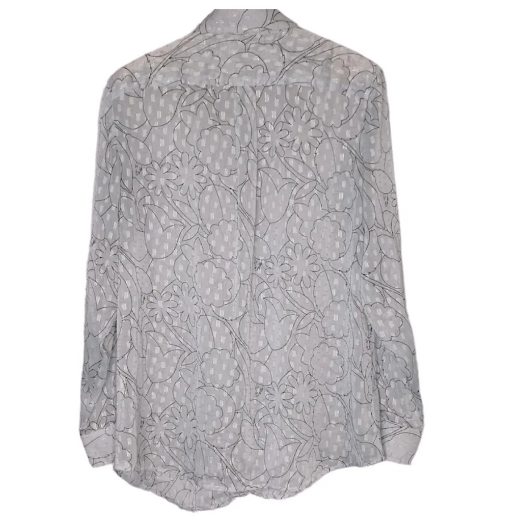 Banana Republic size medium grey metallic silver Dillon sheer Patterned Shirt - Image 2