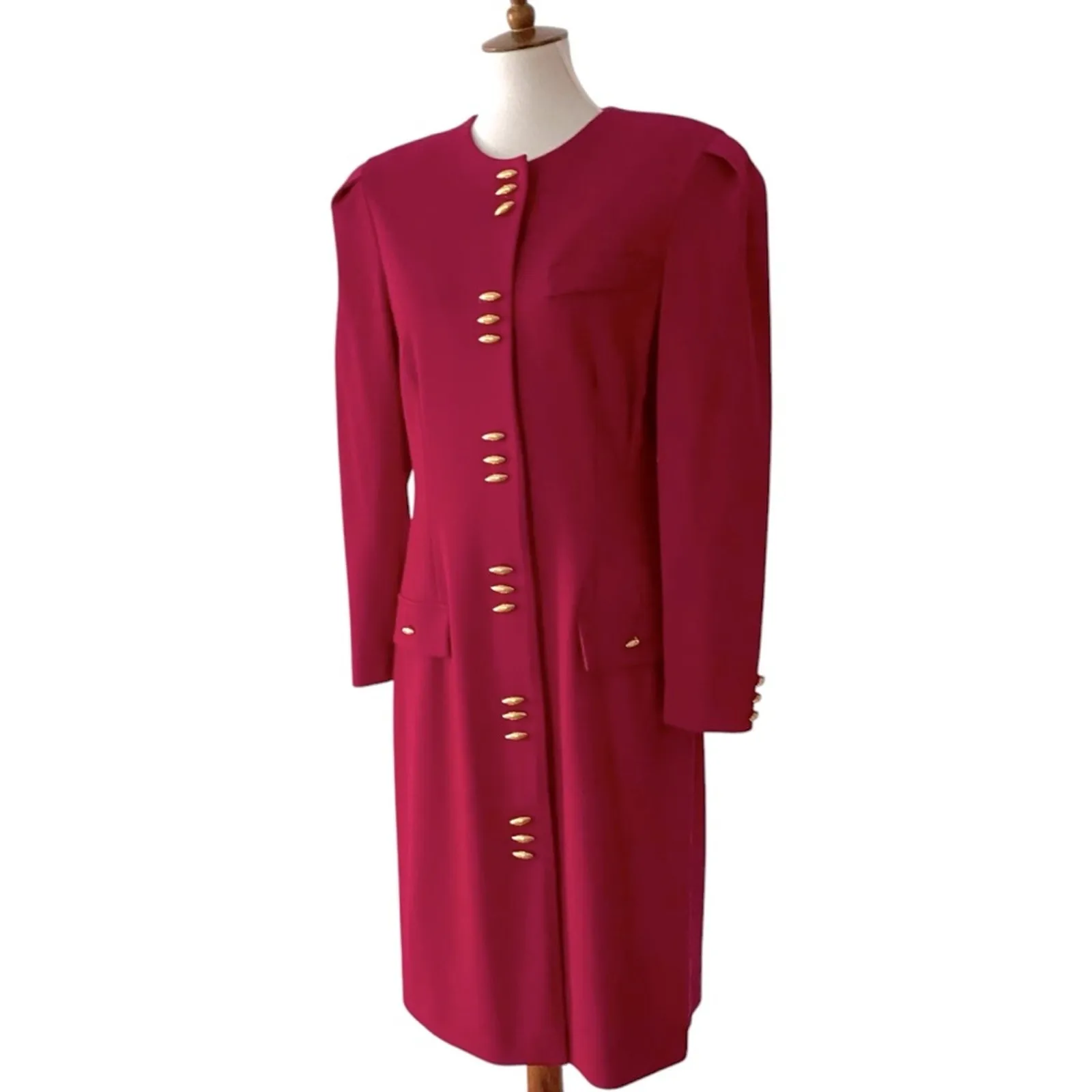 Vintage Dress Petite Large Medium Long Sleeve 14P 80s does 40s Suitdress Union Pink Size undefined - Image 12