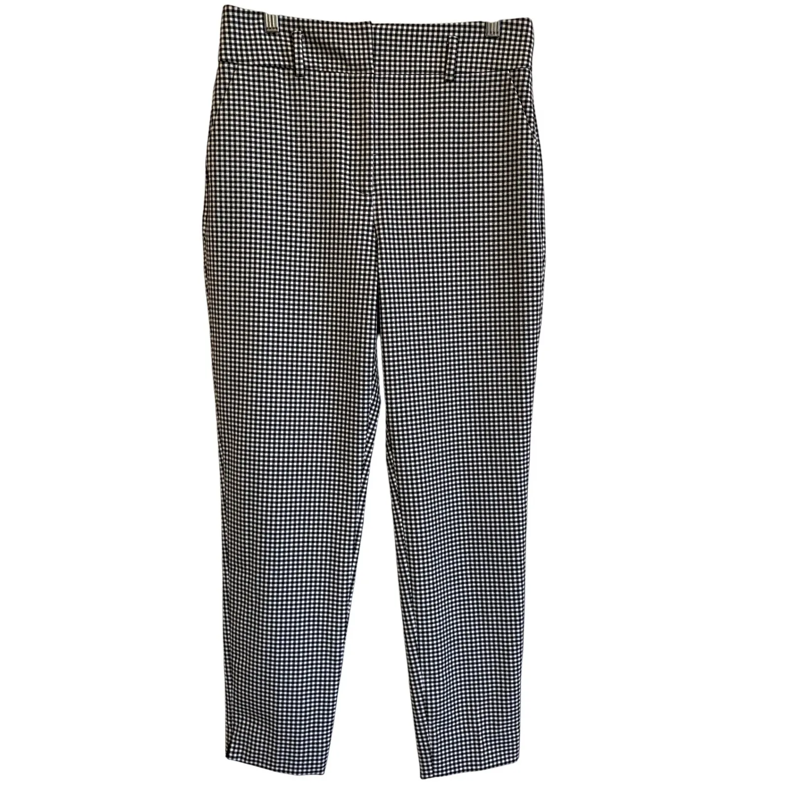 WHBM Elle Slim Tapered Ankle in Gingham Size 4 Black w/ White Gingham EUC - Image 3