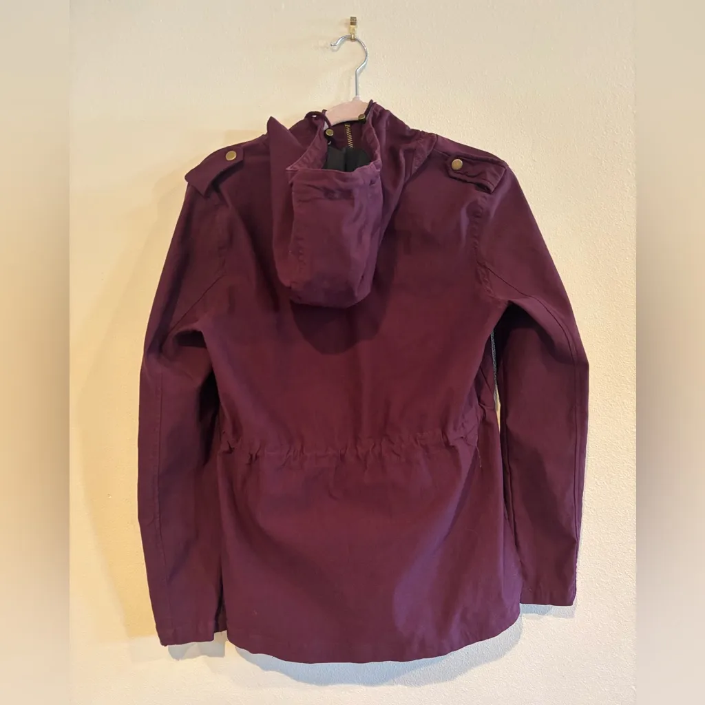 Eden Society Holly Contrast Hood Cargo Utility Jacket Dark Purple Size M Size M - Image 4
