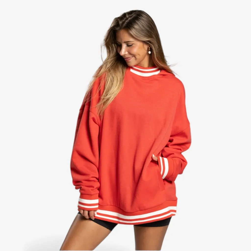 P'tula Oversized Varsity Hoodie Size M Red Size M - Image 2