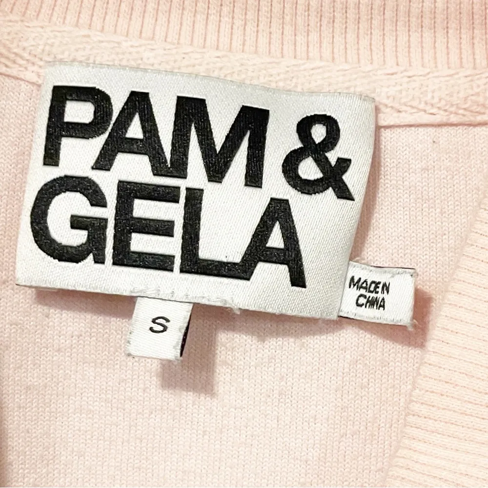 Pam & Gela Women's Size Small Pink Velour Cropped Classic Zip Up Jacket - Image 3