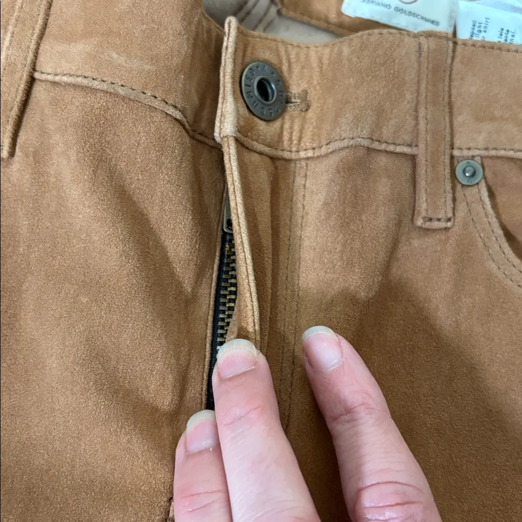 Adriano Goldschmied Legging Super Skinny in Hazelnut Suede Leather‎ Pants 27 - Image 6