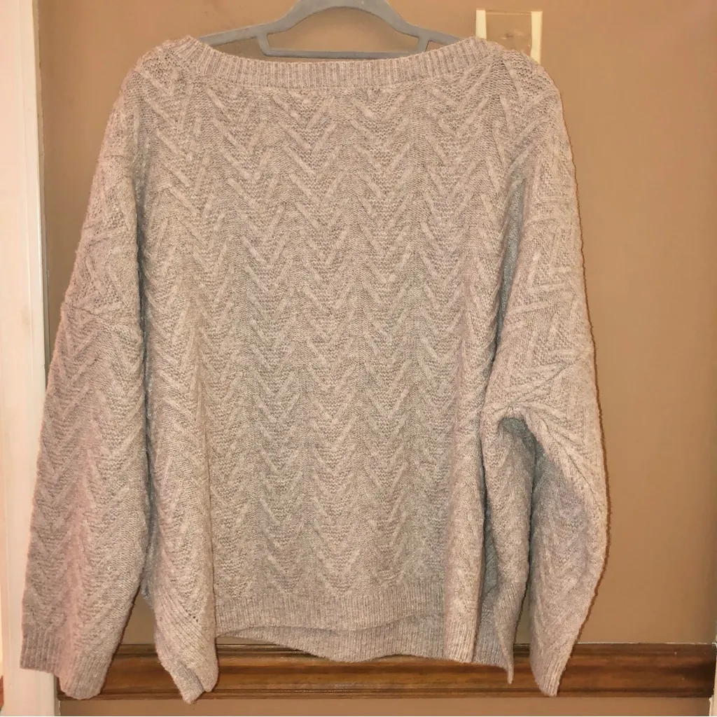PINK LILY CANDID FEELINGS BOAT NECK‎ TEXTURED SWEATER beige XL - Image 3