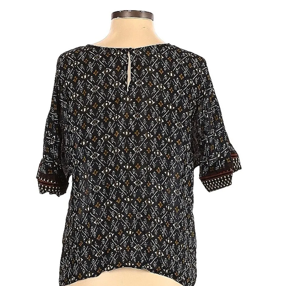 Massimo Dutti‎ black printed top blouse Size small - Image 2