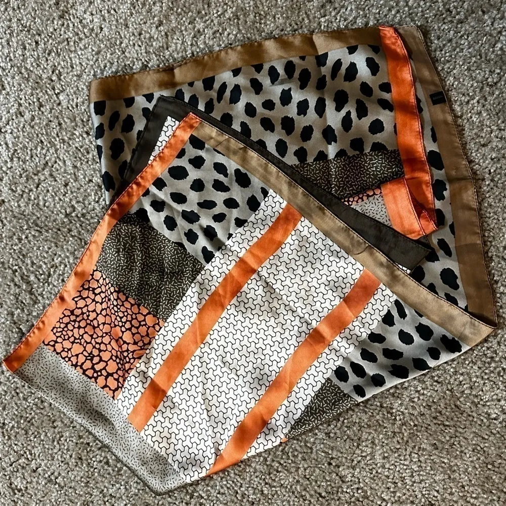 Satin Cheetah Scarf Purse Scarf Orange - Image 4