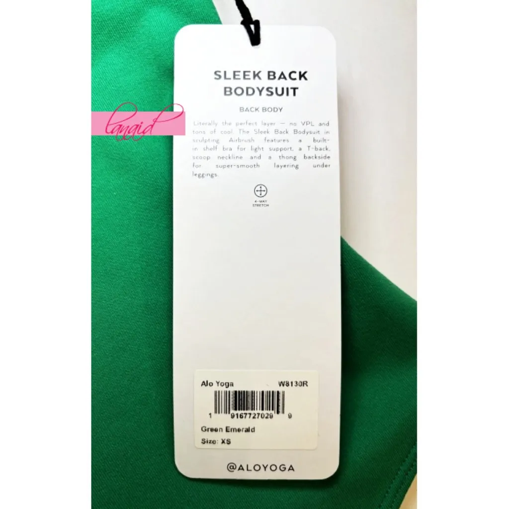 Alo Sleek Back Bodysuit Green Emerald Racerback Stretchy Scoop Neck Fitted Tank - Image 7