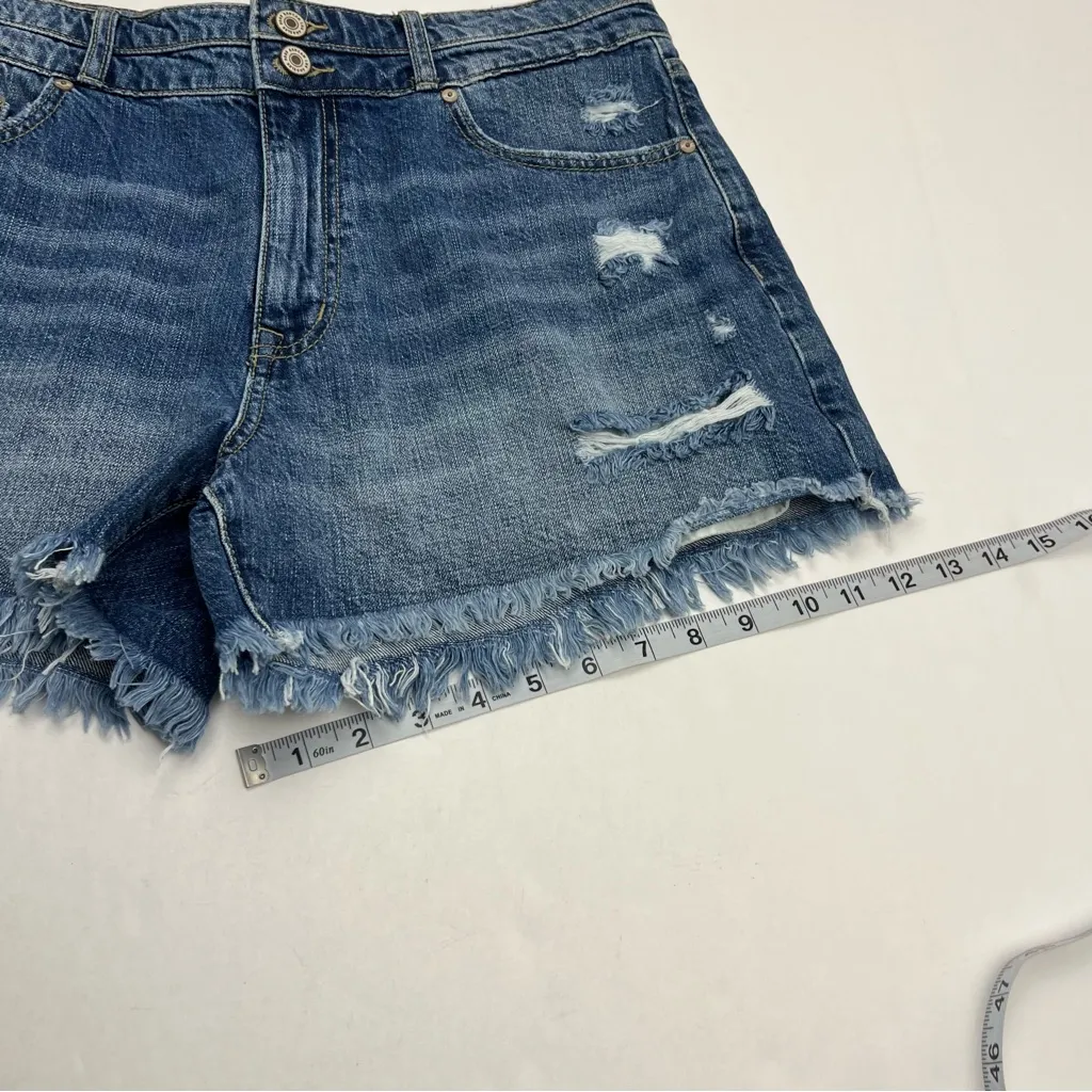 KanCan Mom Denim Jean Short Frayed Cutoff Relaxed Thigh Womens Size 13 / 30 NEW‎ Blue - Image 11