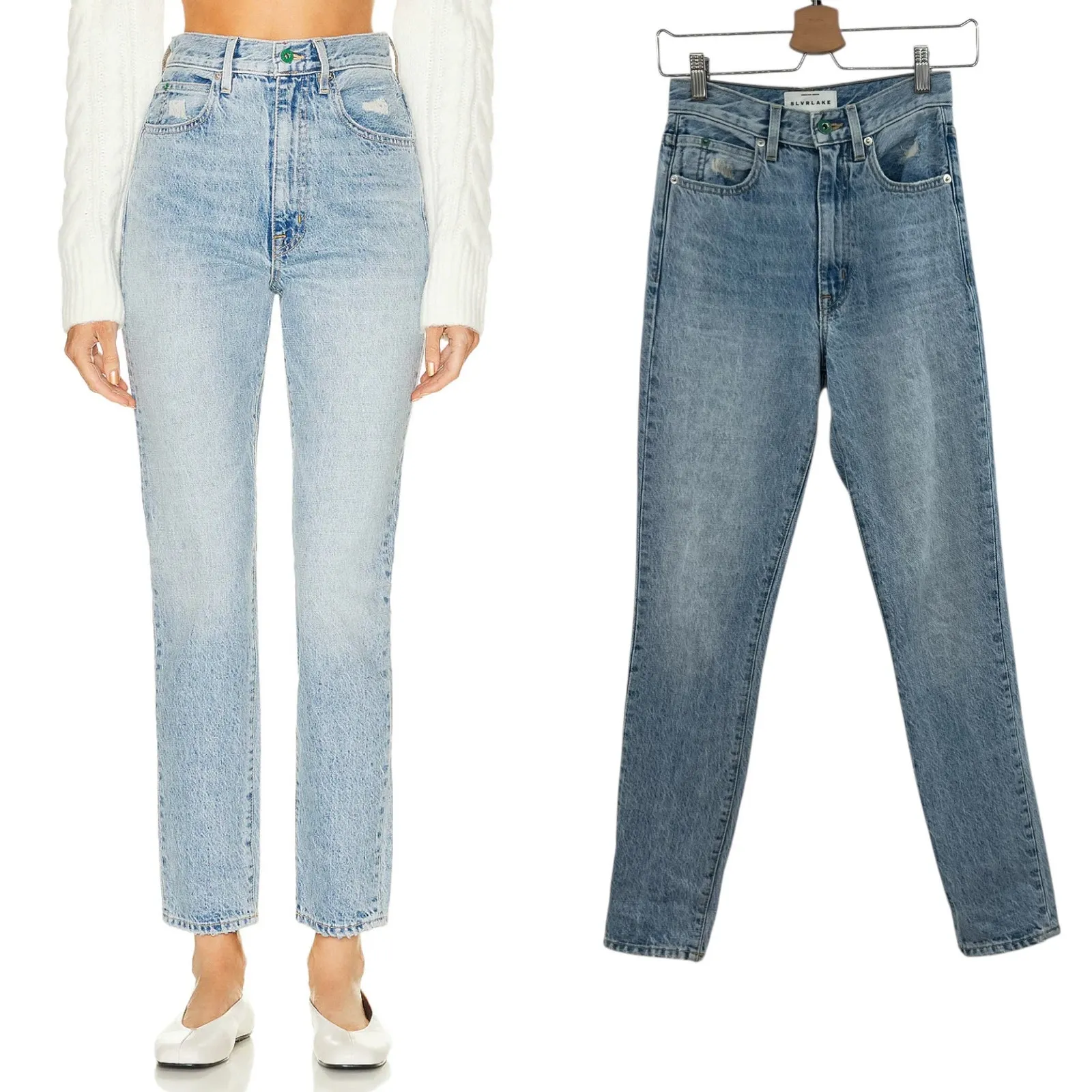 Slvrlake Beatnik Jeans Yellowstone Wash Cotton Hemp Blue Size 24 - Image 2