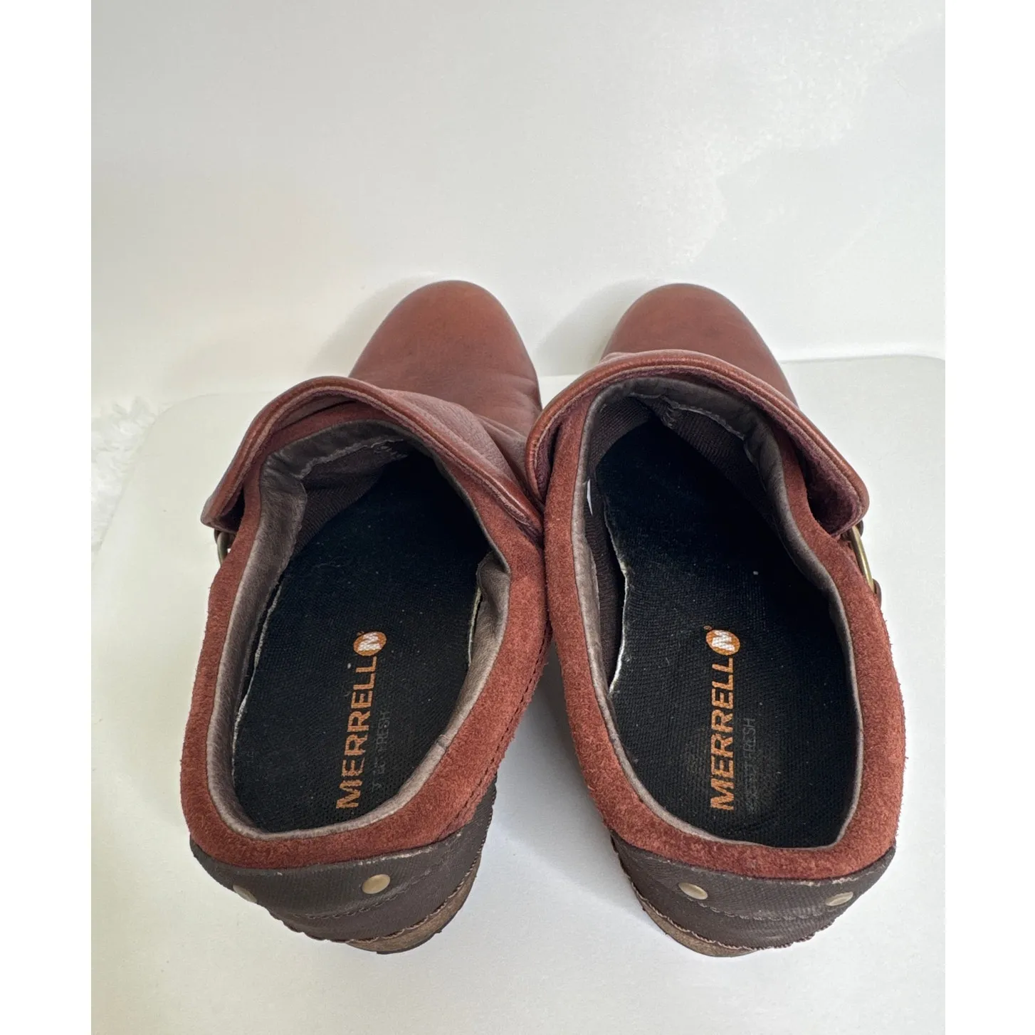 Merrell Shiloh Leather Harness Mule Slip-On Clogs western cowgirl brown 10 - Image 9