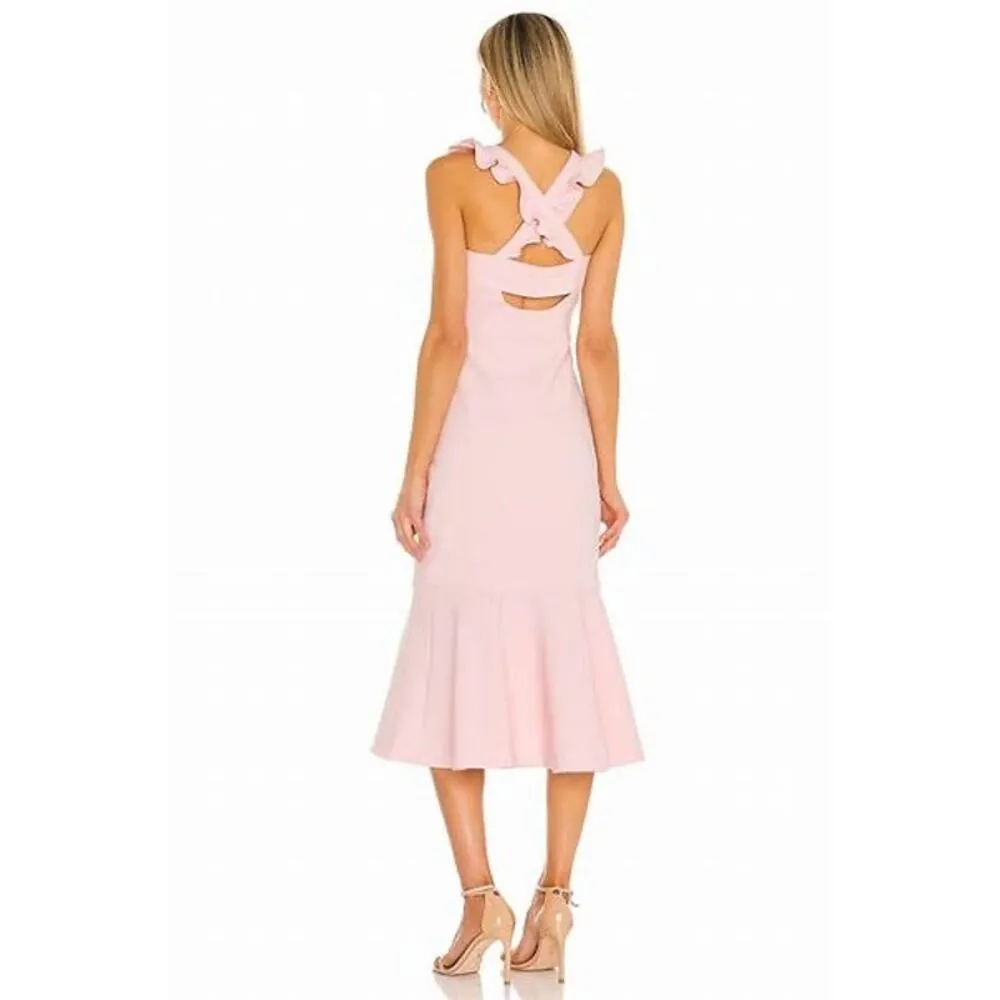 LIKELY White Lace Hara Flounce Hem Ruffled Square Neck Bridal Midi Dress Size 6 - Image 2