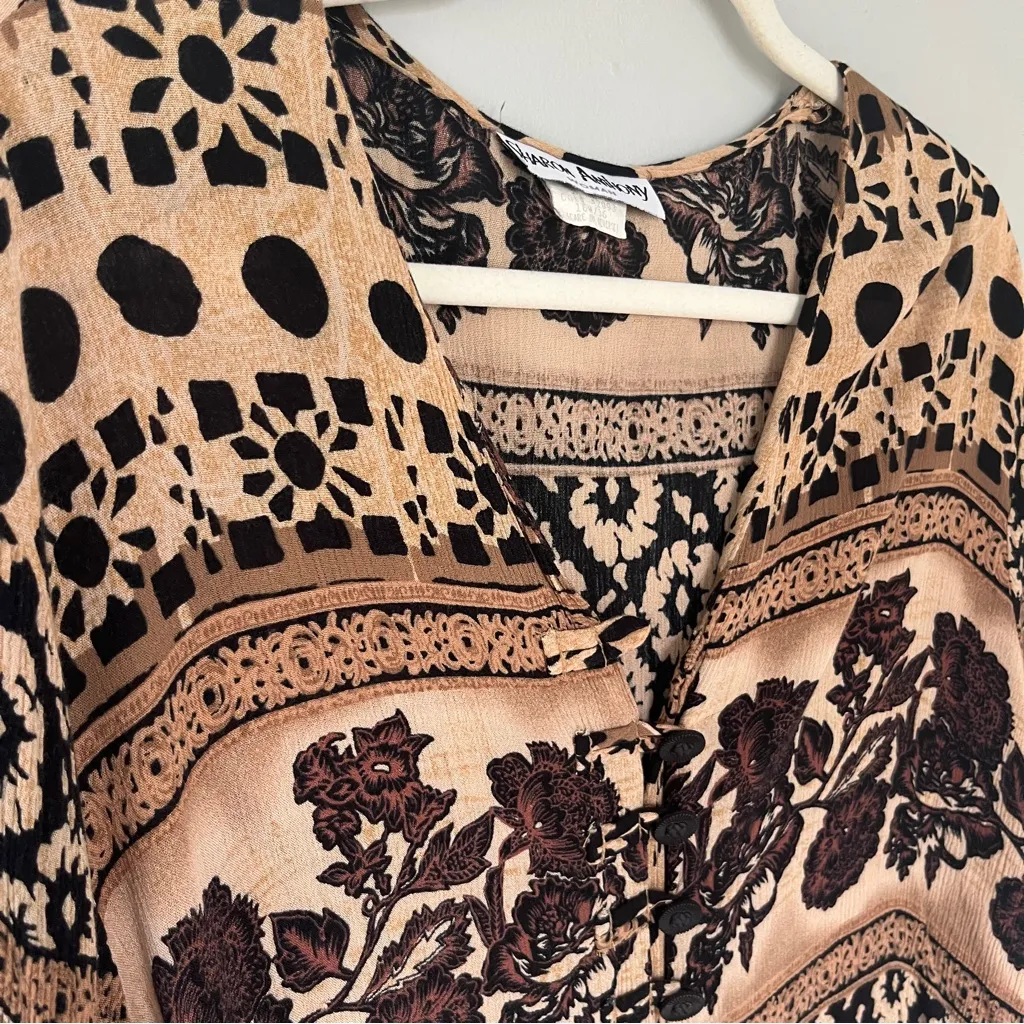 Vintage Sharon Anthony Boho Blouse – Size 16W XL – 100% Rayon – Made in USA - Image 3