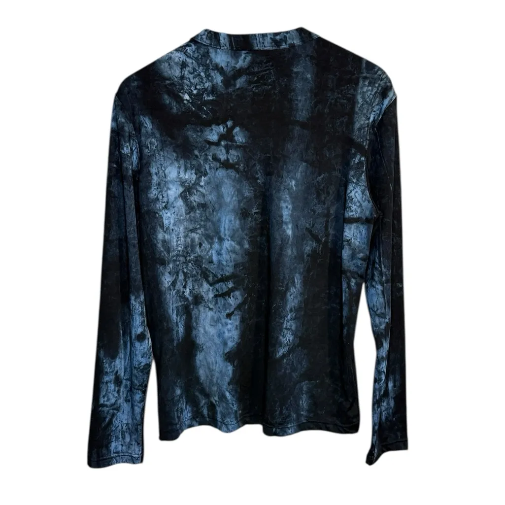 Spasso Women’s Sz Large Blue / Black Marbled Top Long Sleeve Stretch - Image 7