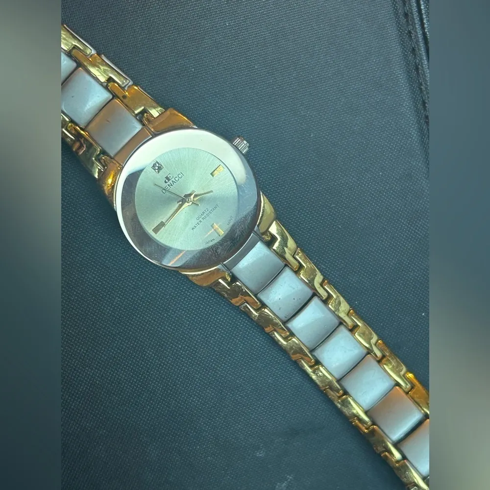 Denacci Two Tone Quartz Analog Watch Faux Diamond Stainless Steel Wristwatch Gold - Image 5