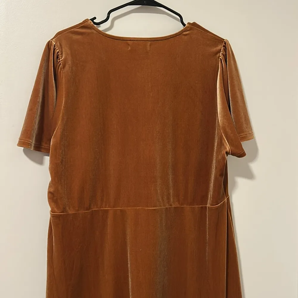 Madewell Velvet V-Neck Flutter-Sleeve Dress Golden Pecan Size XXL - Image 6