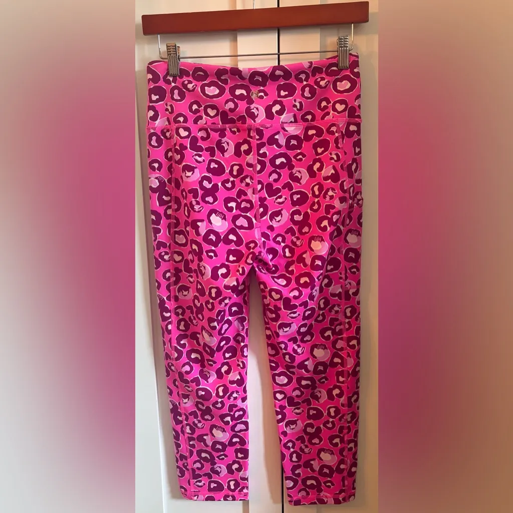 Lilly Pulitzer Leggings Womens M Pink Leopard Print Luxletic Weekender UPF 50 - Image 3