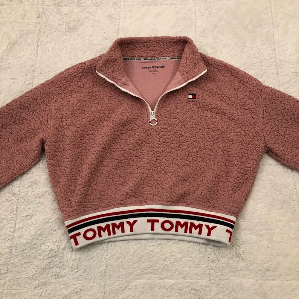 Tommy Hilfiger Sport 1/4 Zip Pink Sherpa Fleece Pullover Sweatshirt Women’s S - Image 7