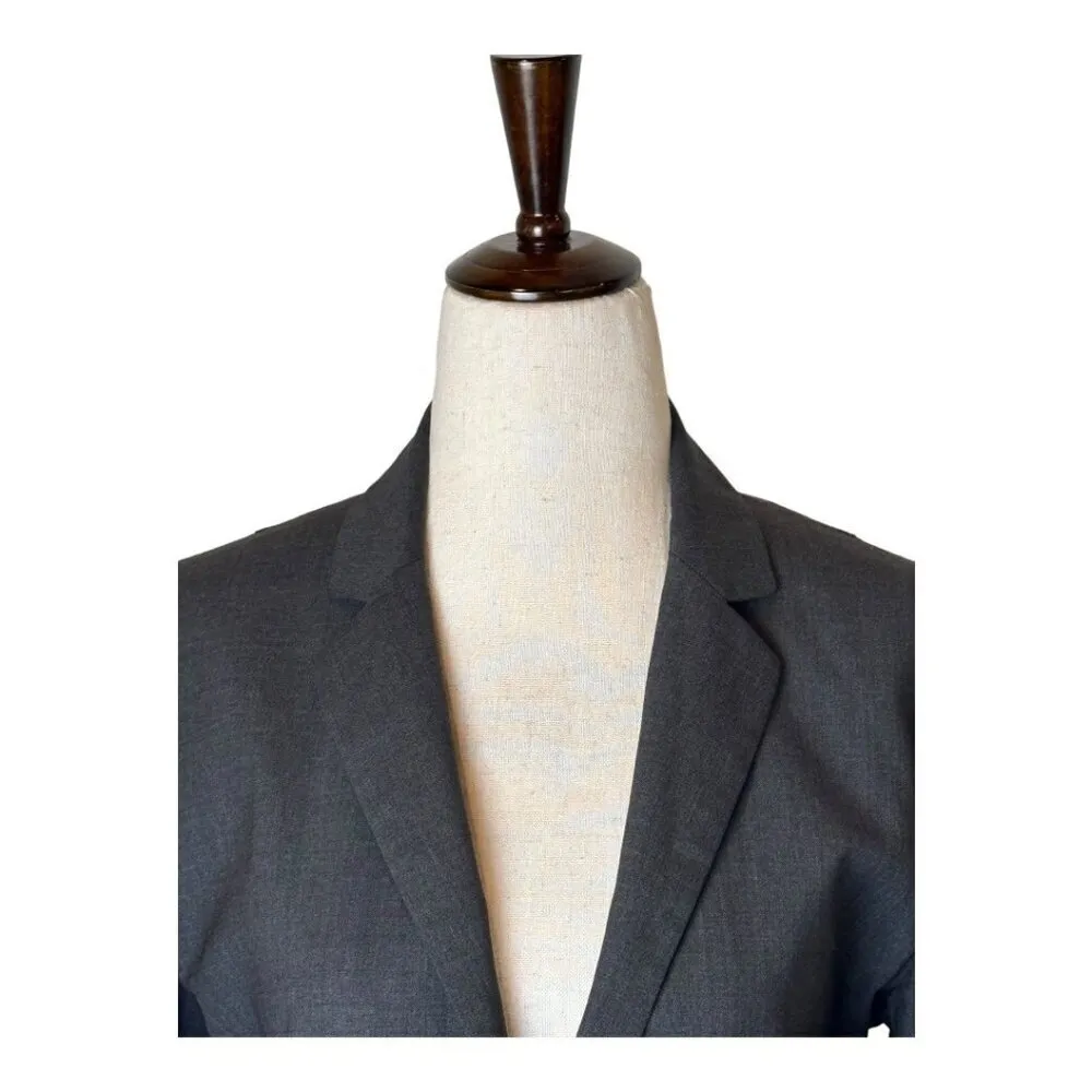 Theory Blazer Women 6‎ Gray Wool Single Breasted Tailored One Button Corpcore - Image 4