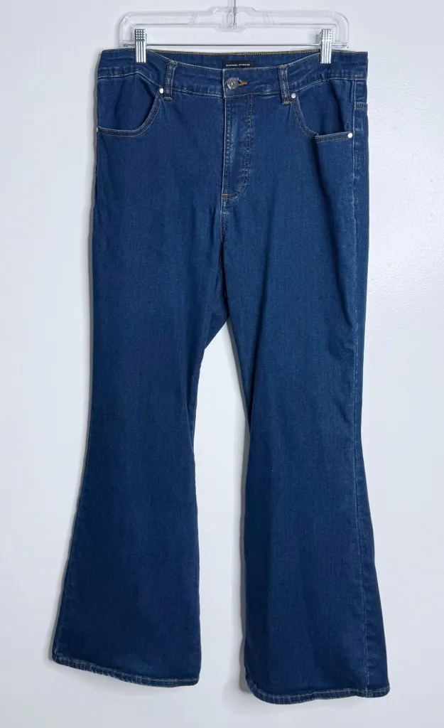 Universal Standard Flare Leg High Rise Jeans Blue Indigo Denim Size 14 - Image 1
