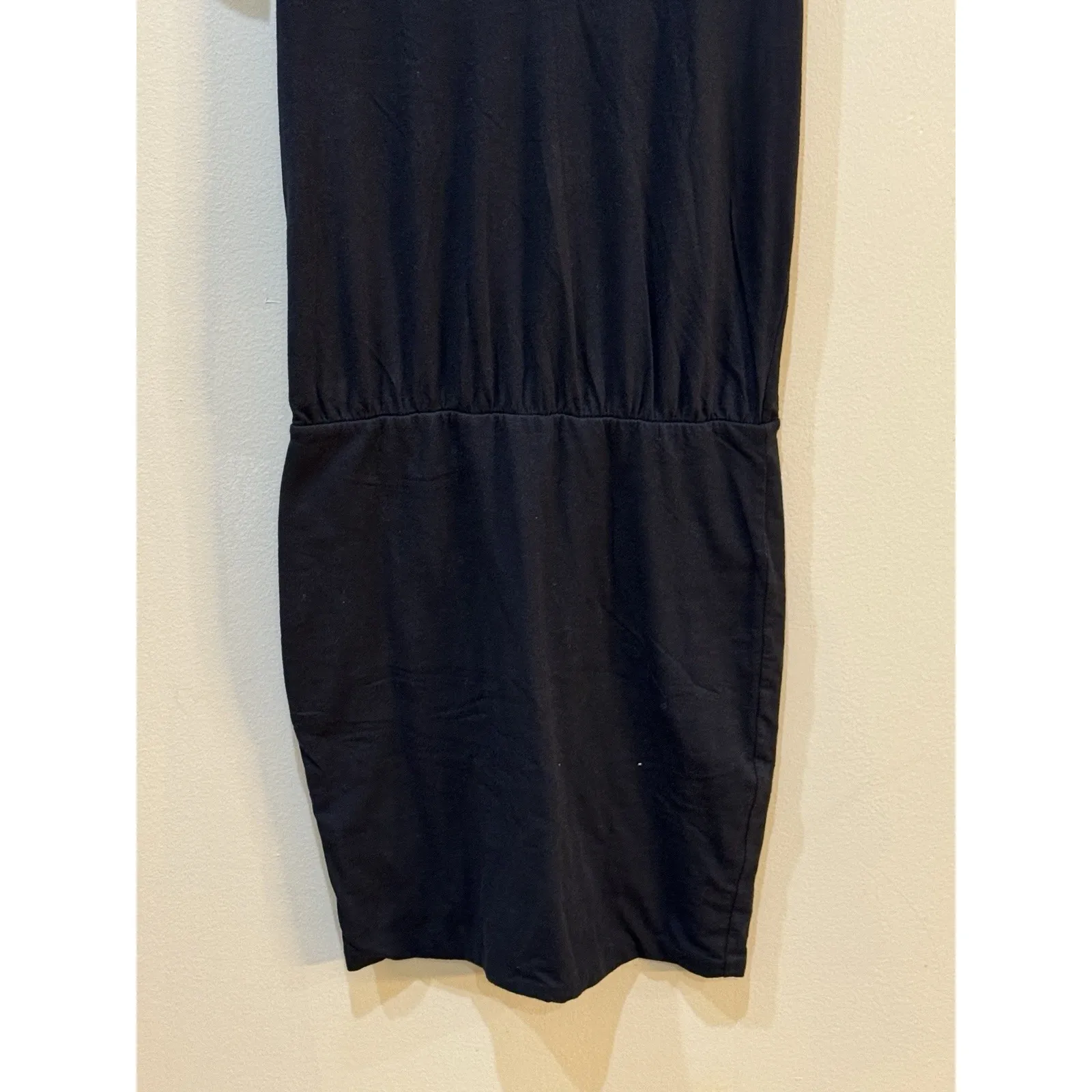 James Perse V-Neck‎ Short Sleeve Blouson T-Shirt Mini Dress, Black, Size 1 Small - Image 5