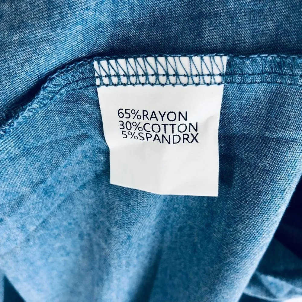 Bloomchic NWT  Blue Short Sleeve Three Button Placket Pullover Casual Top Size 12 - Image 4