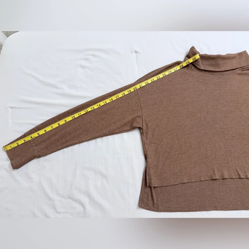 American Eagle Waffle Knit Crop Turtleneck - Brown - S - Image 9