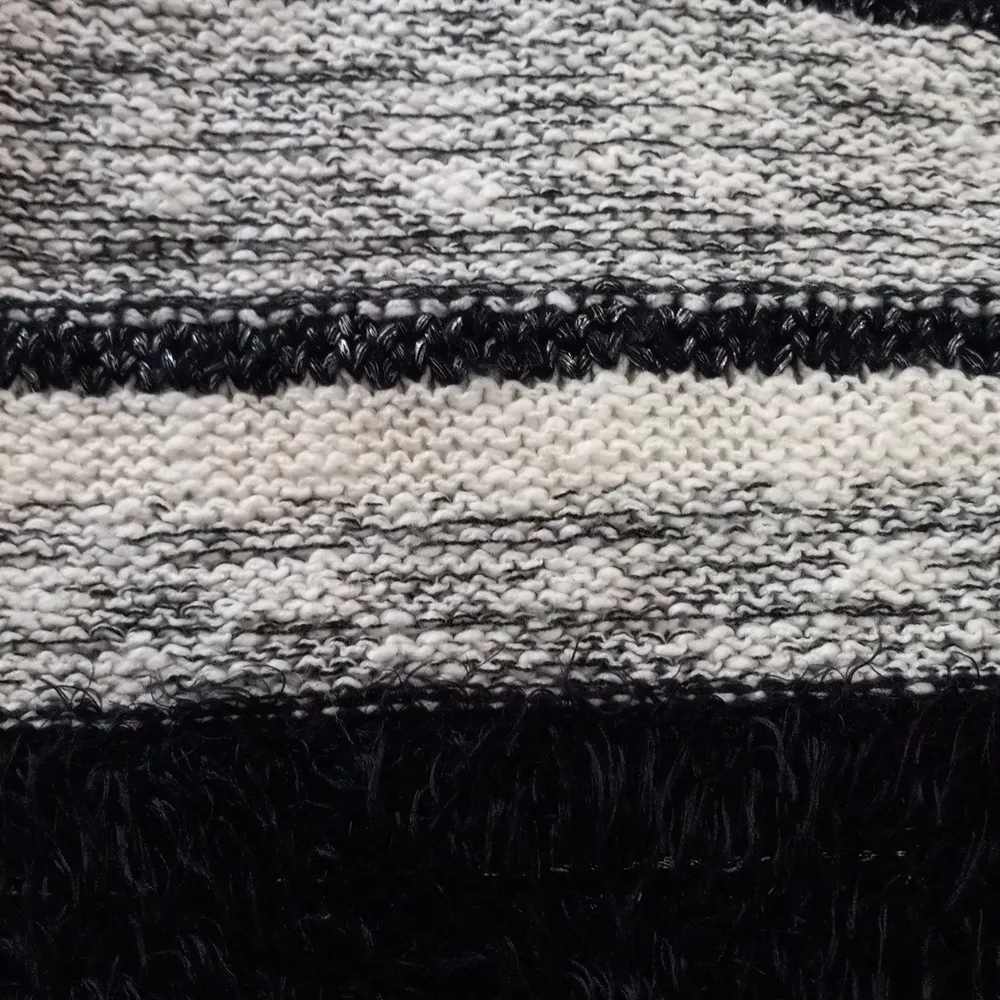 Ming Wang Black and Gray Striped Chunky Open Front Long Sweater Duster - Image 14