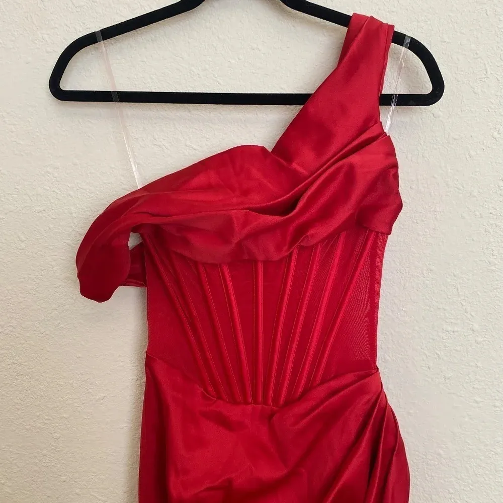 House‎ of CB “Lulu” Red Asymmetric Drape Midi Corset Dress NWOT size XS - Image 6