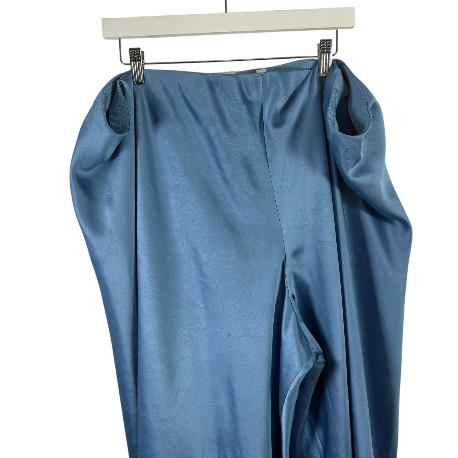 Vince Satin Bias Wide Leg Pants Palisade Blue Pull On Career Office Womens 3x - Image 3