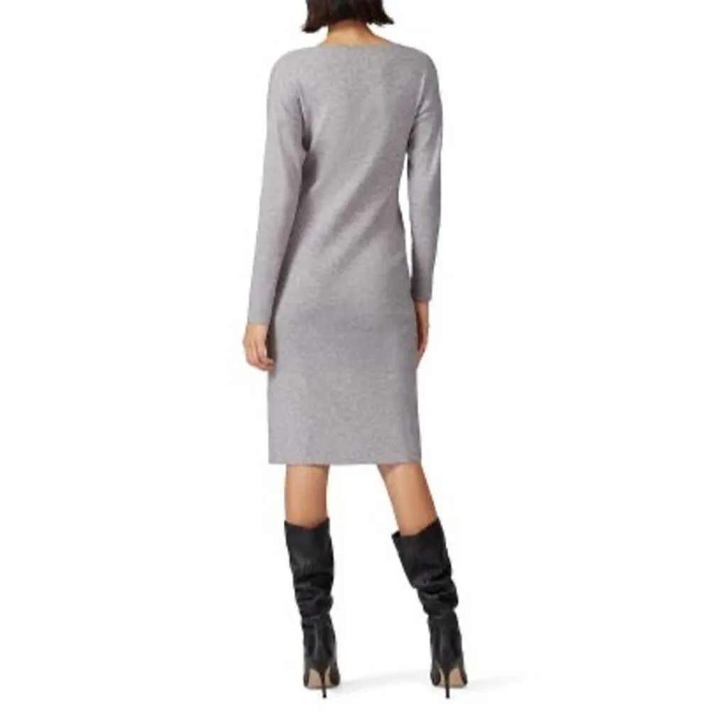 CAARA Women's Light Grey Sweater Knot at Waist Bintu Midi Dress Size Extra Small Gray - Image 2