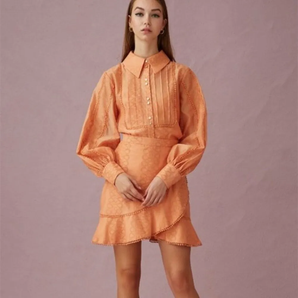 Keepsake the Label Forward Button Down Shirt Top Coral Sands Size Small NWT Orange - Image 3