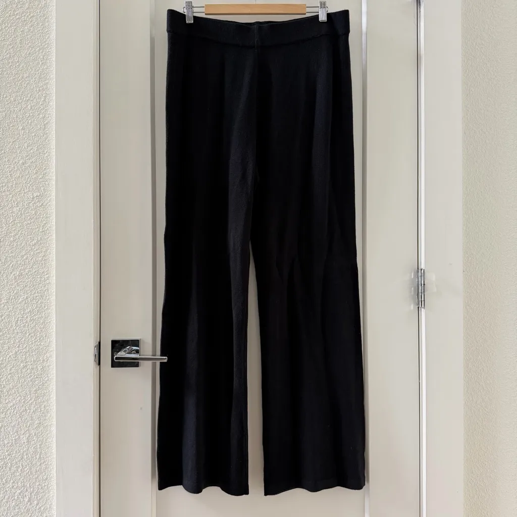 Neiman Marcus Wide-Leg Silk-Cashmere Black Knit Slacks Size XL NWT - Image 2