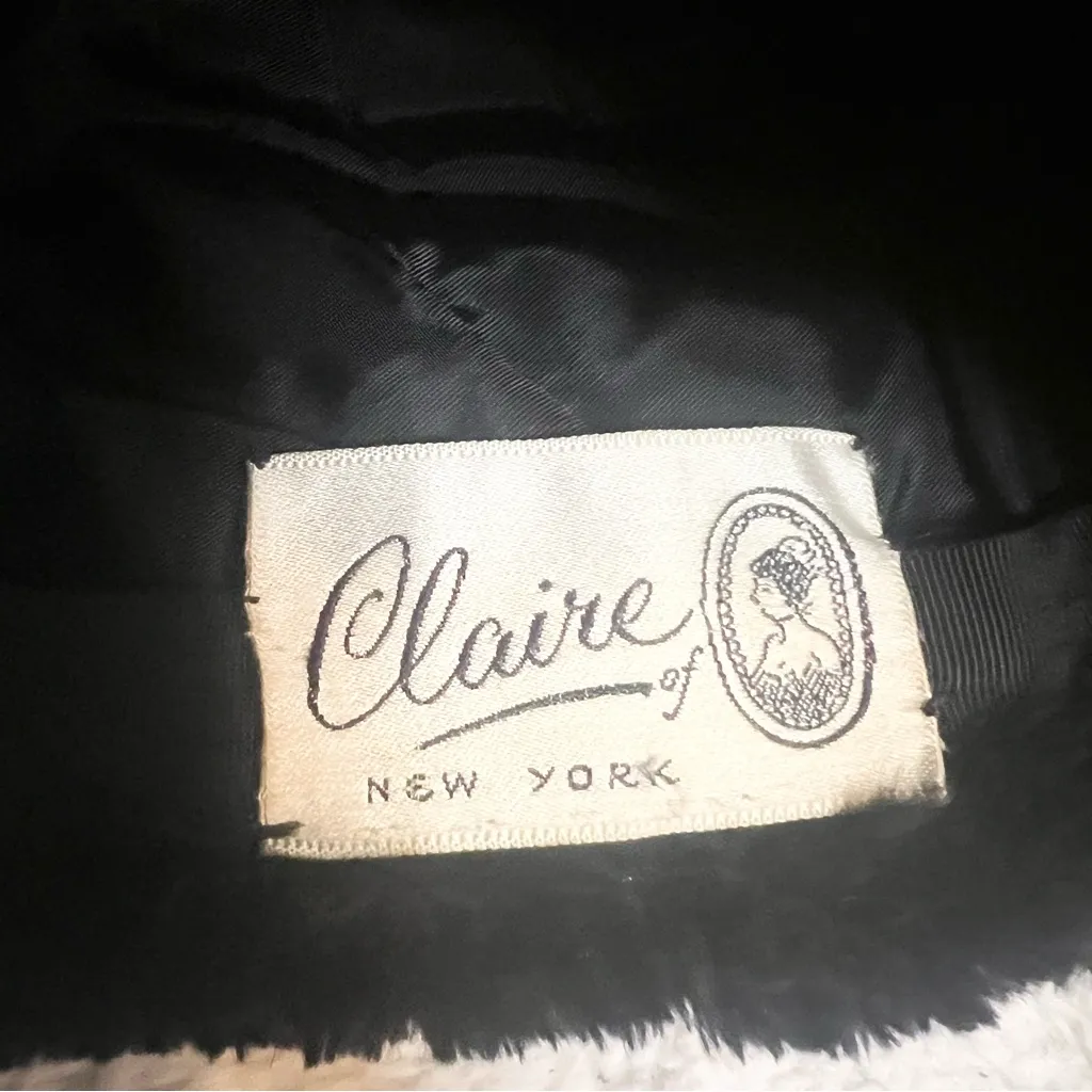 Vintage Claire Of Cameo New York  Black Mink Fur Womens Warm Winter Pillbox Hat - Image 9