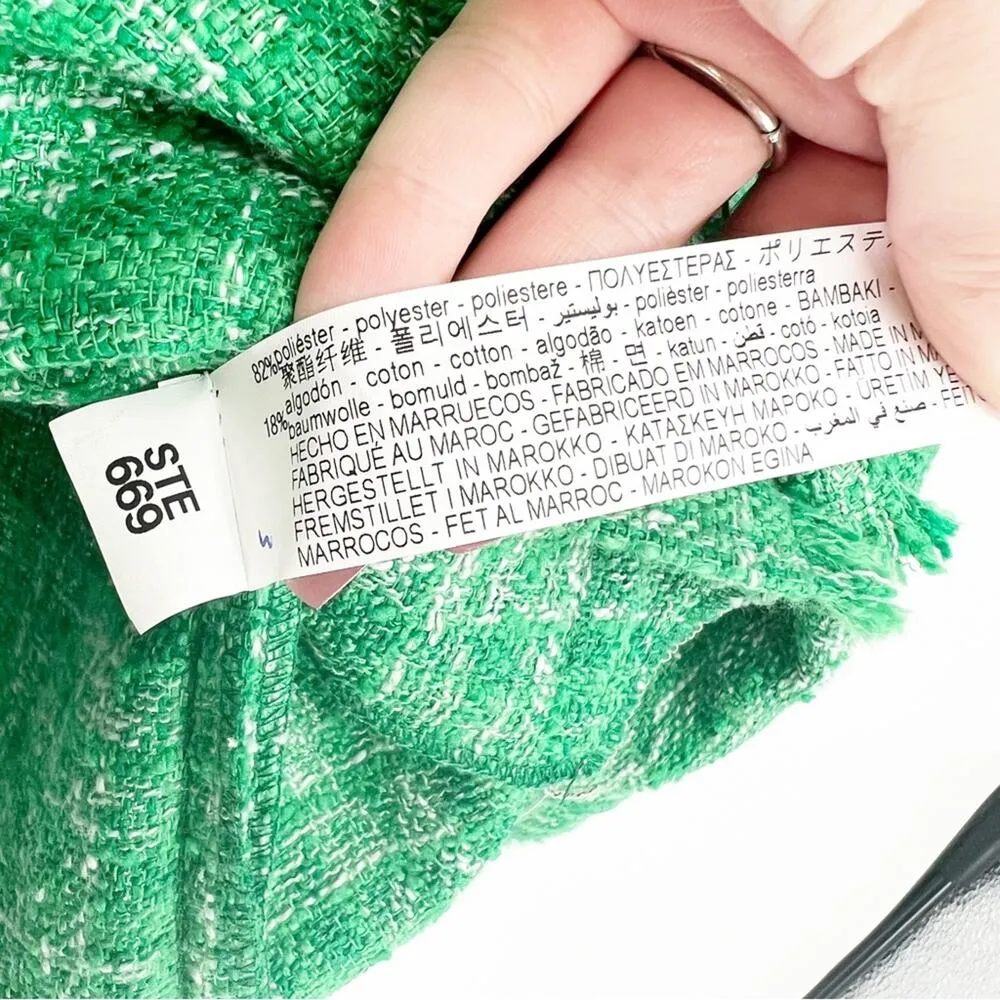 NWT ZARA Plaid Tweed Button Down Overshirt S Green - Image 6
