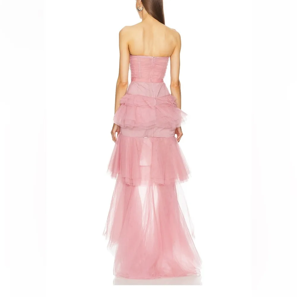 Michael Costello X REVOLVE Alai Gown Mauve - mesh tulle ruffle tiered maxi dress - Image 4