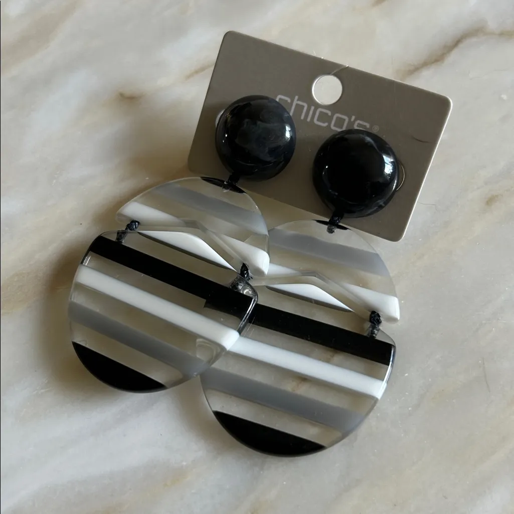 Chico’s‎ LELE Black White Lucite Drop Earrings NEW - Image 7