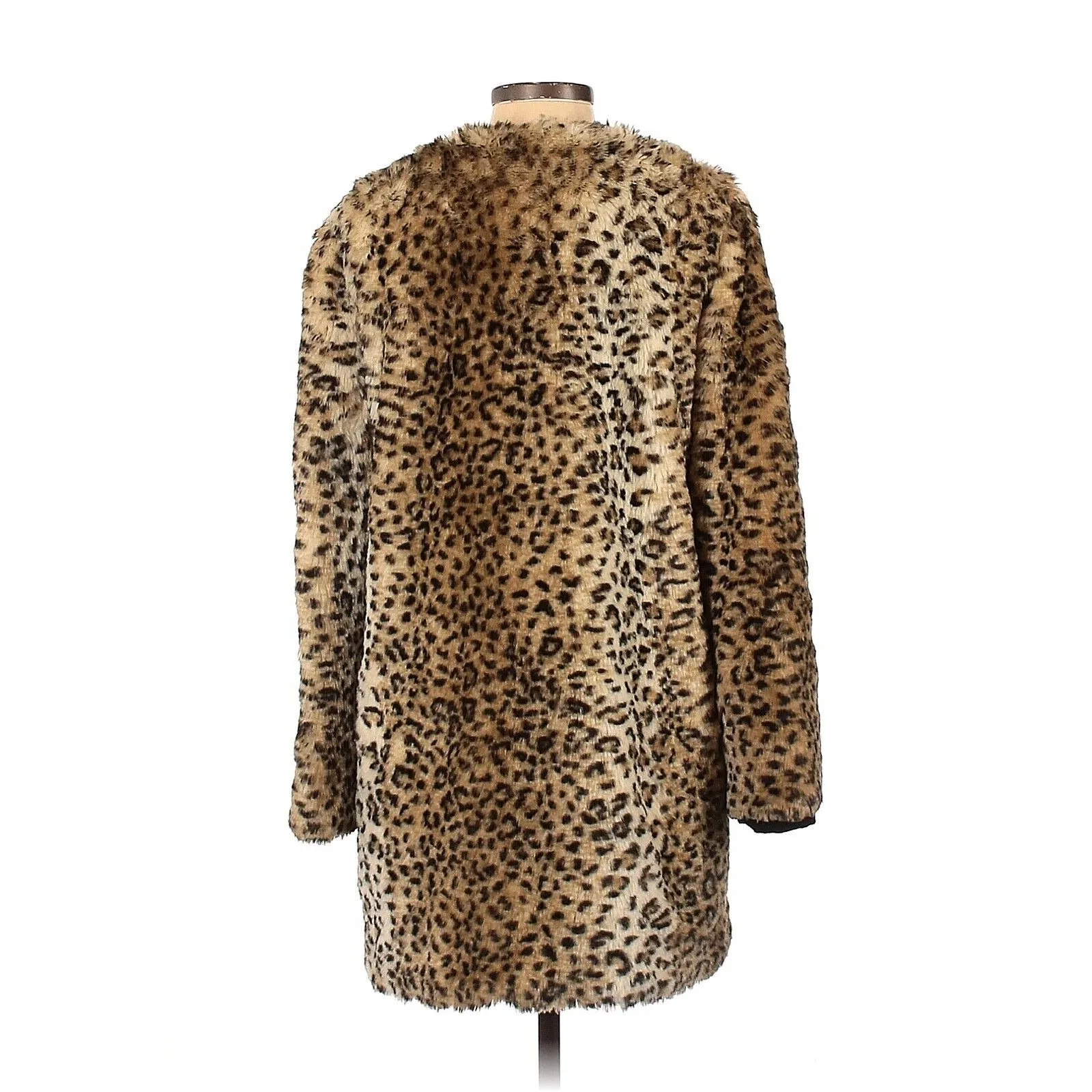 ZARA Tan Brown Faux Fur Animal Print Coat Jacket - S - Image 2