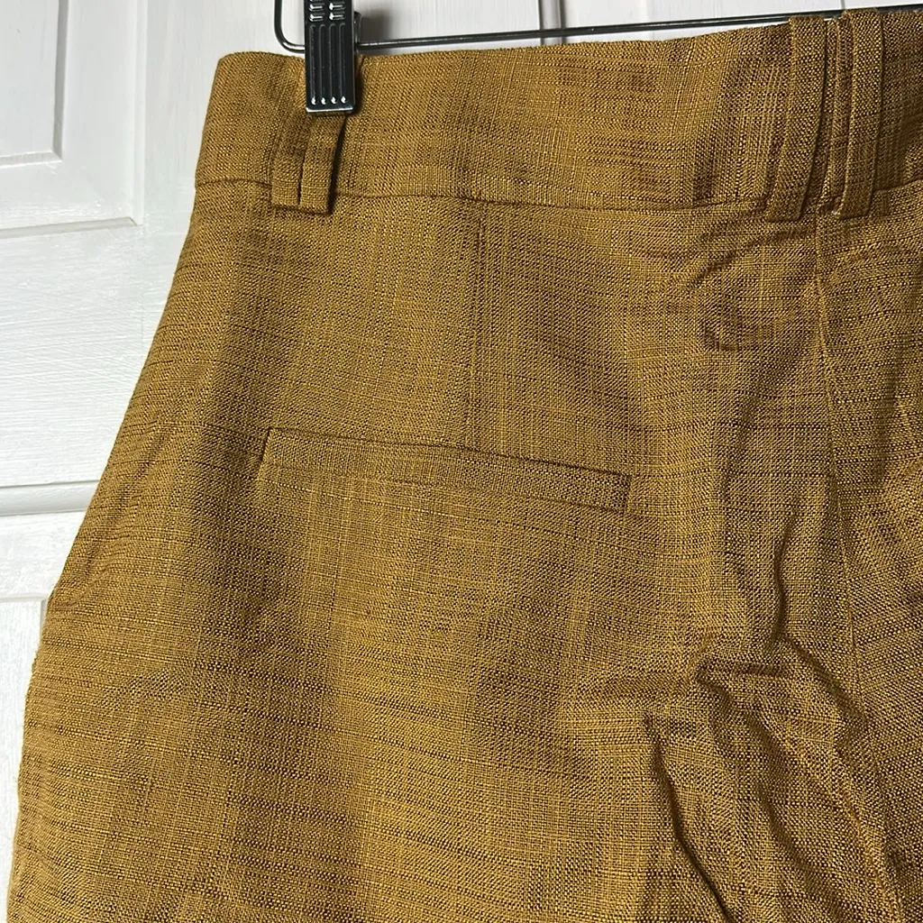 SANDRO Paris Aron pleated viscose cotton high waisted short 40 EU Golden Orange - Image 6