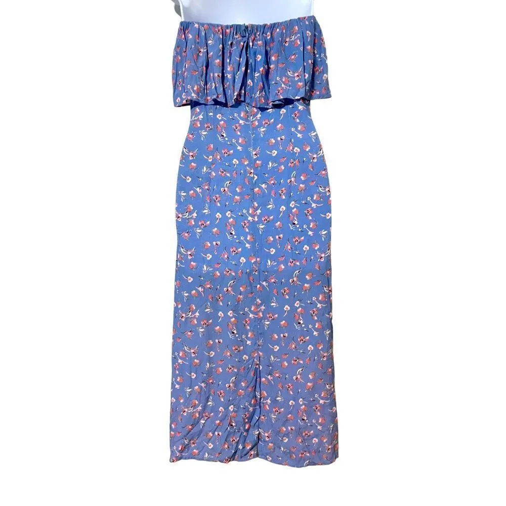 Flynn‎ Skye Fiona Falling Flora Blue / Pink Midi Dress Size Small - Image 2