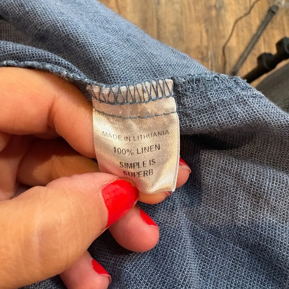 Flax blue linen loose casual pants - Image 7