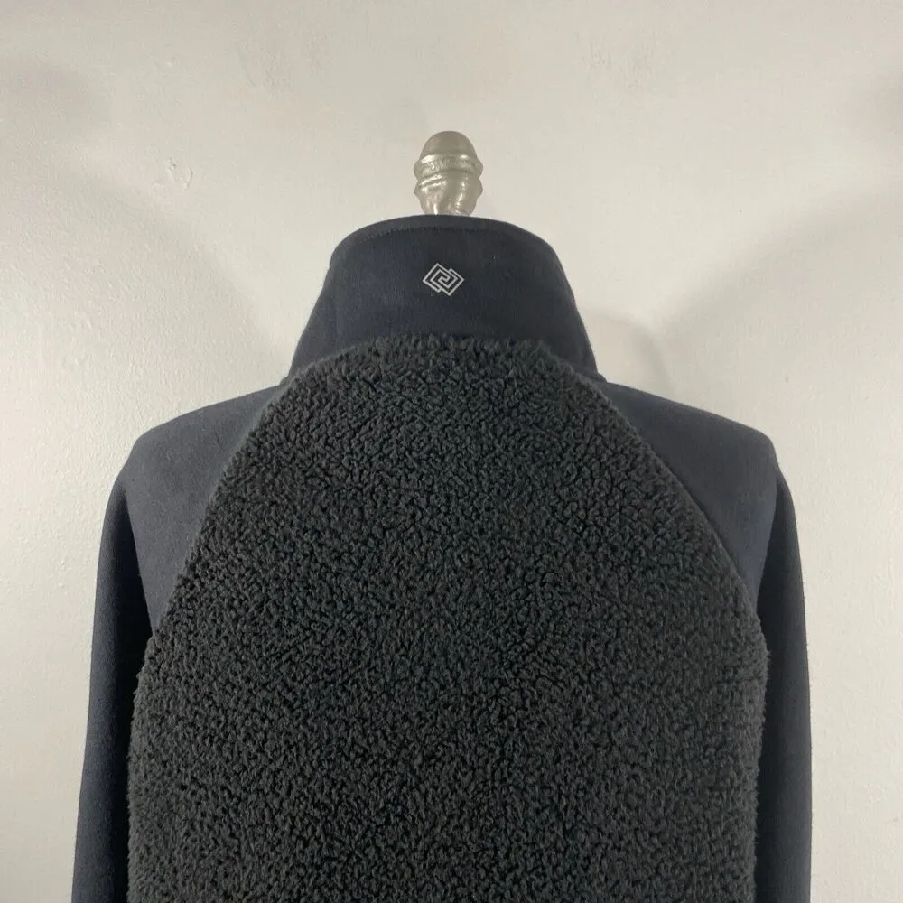 Zelos Womens Full Zip Teddy Sherpa Mixed Medía Sweater Jacket Size M Black - Image 6